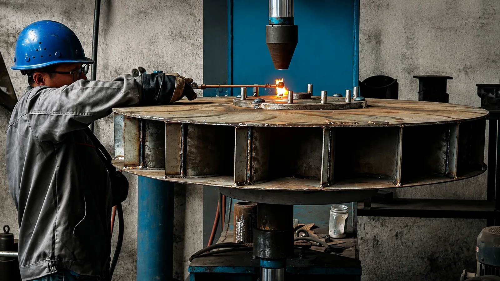 Industrial fan impeller welding and fabrication