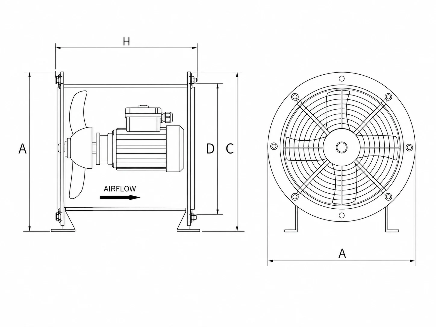 T35 BT35 Installation Drawing T35 BT35 axial flow fan installation drawing